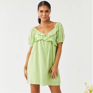 Lush Green Ruffle Mini Dress